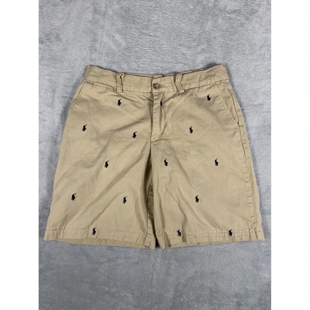 Polo Ralph Lauren Boys Chino Shorts 16 Tan Classic Pony Logo RN